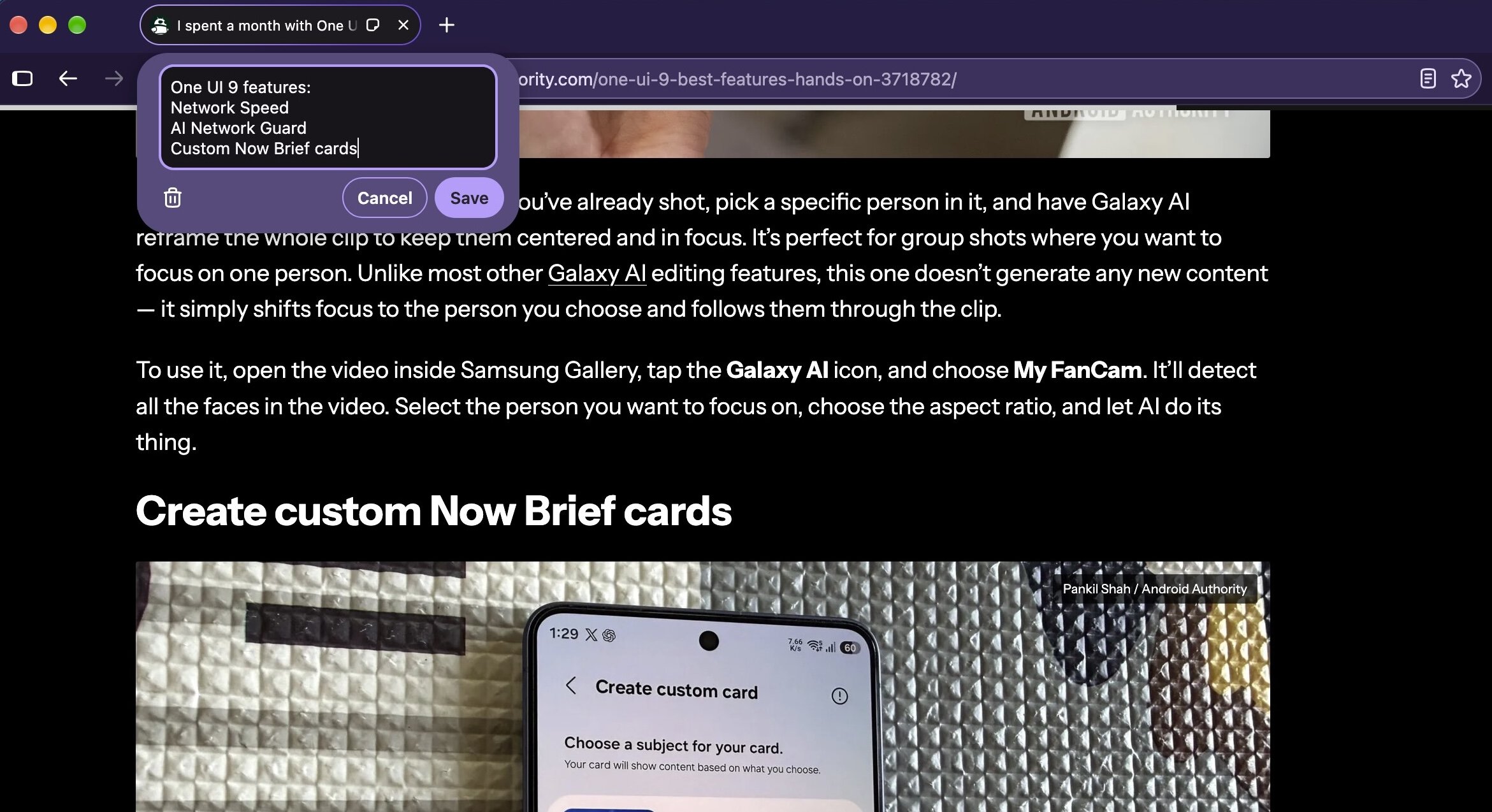 Screenshot Tab Notes preview window in Firefox on a MacBook.