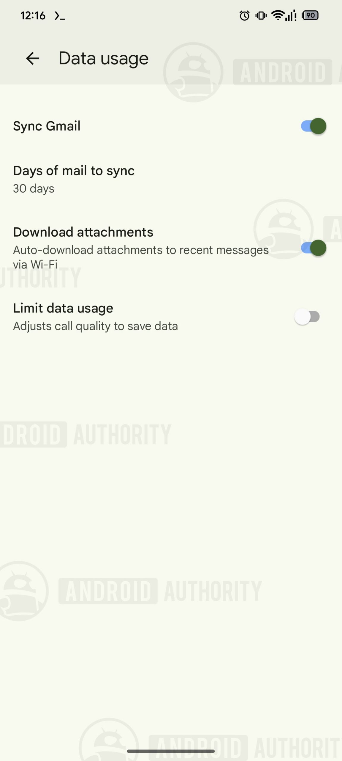 gmail redesigned settings data usage watermarked