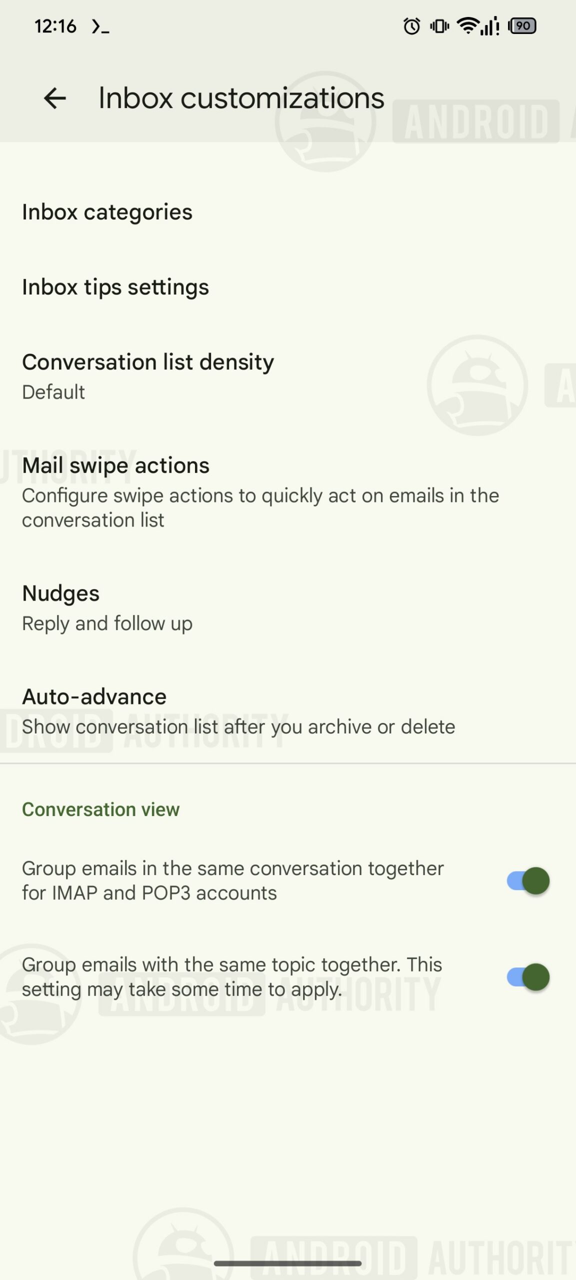gmail redesigned settings inbox customizations watermarked