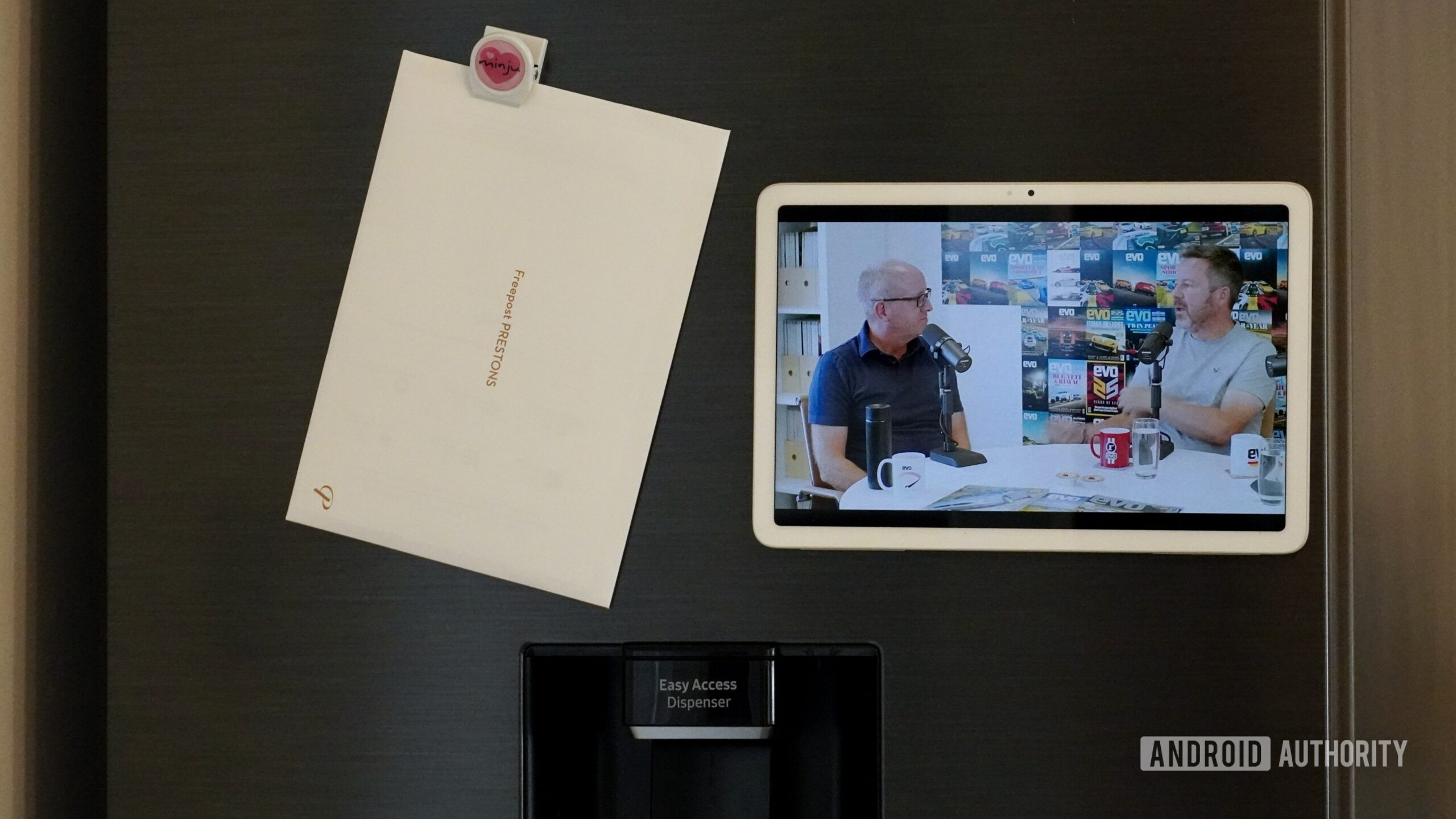 The Google Pixel Tablet attached to a door
