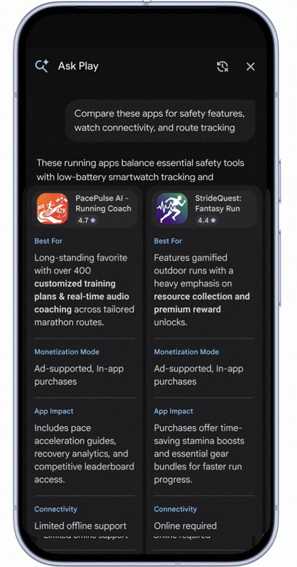 google play ask play comparison feature 2