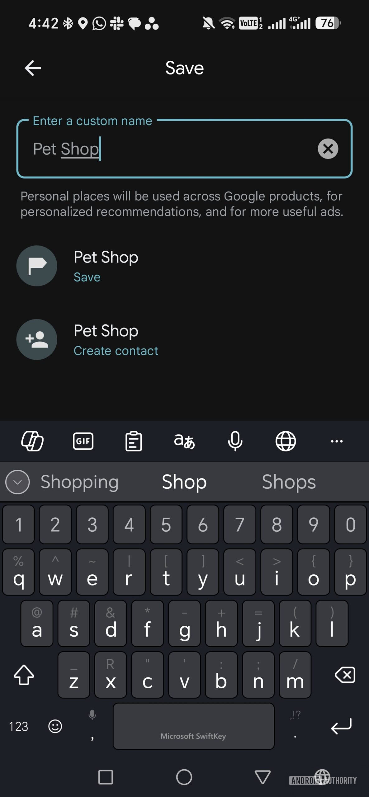 labeling a location as a pet shop