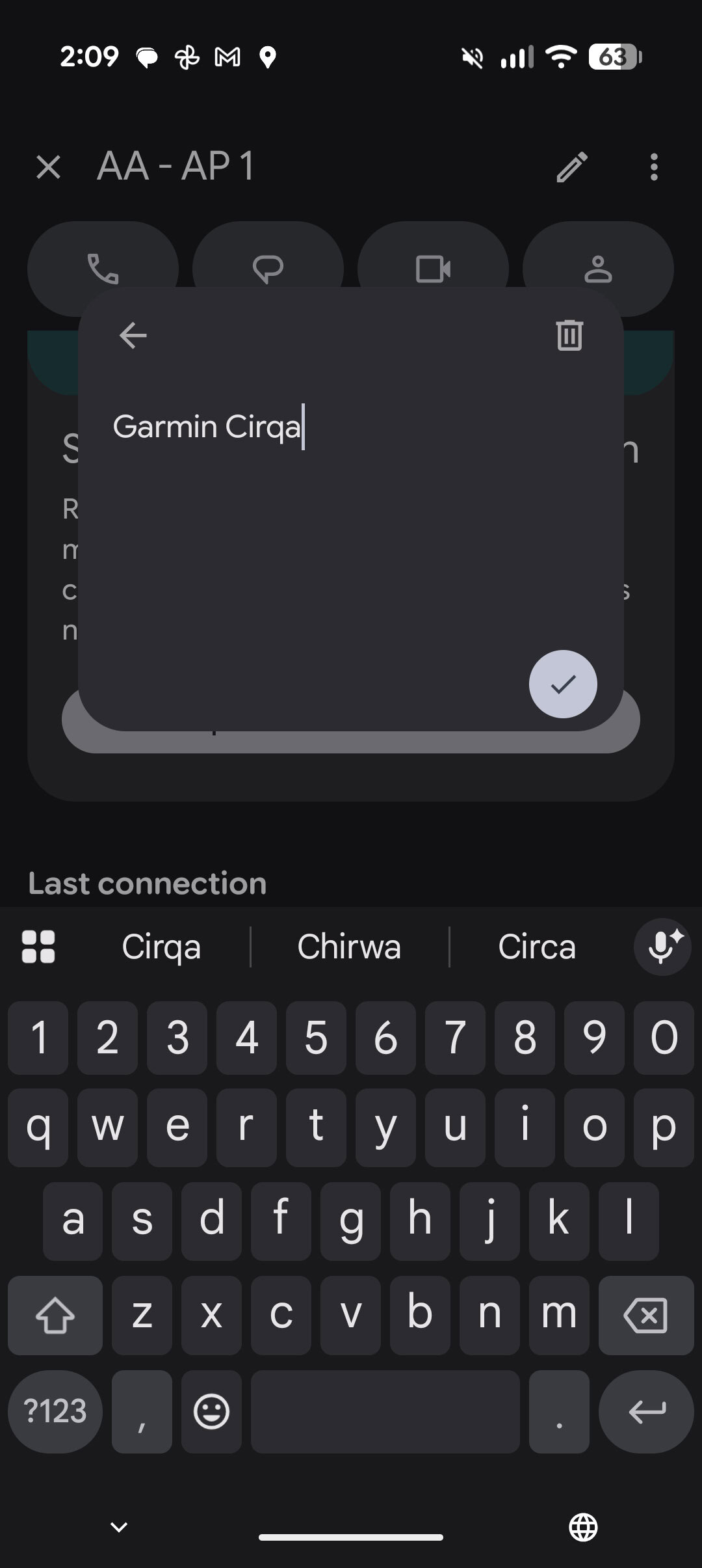Adding a custom note to a VIP contact on Android using Gboard