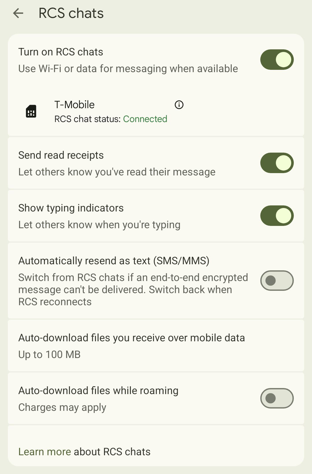 rcs sms messages toggle rcs sms messages toggle