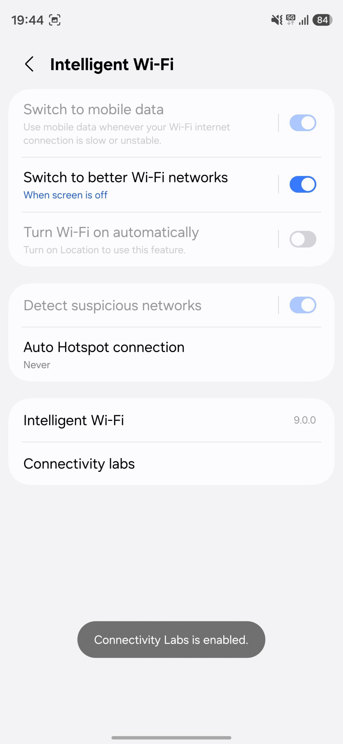 Intelligent Wi-Fi page.