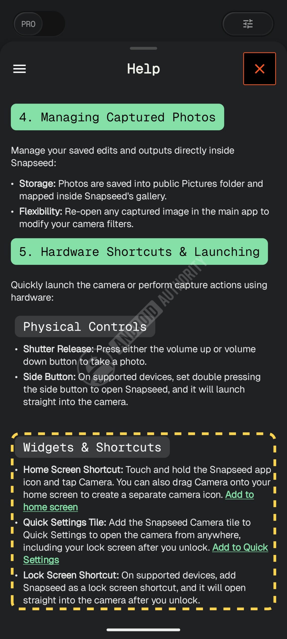 snapseed launch widget watermarked