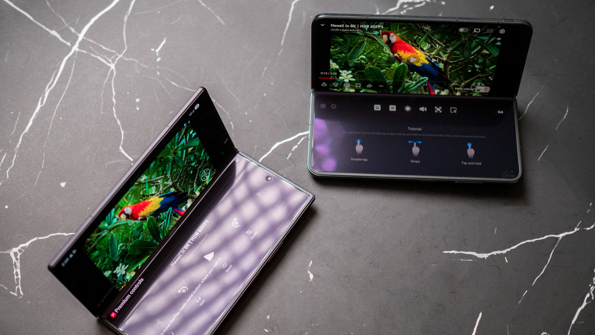 Vivo X Fold 6 inner panel on a table next to Galaxy Z Fold 8 Ultra